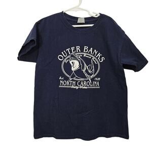 Kids Outer Banks North Carolina Salty Vibes Gildan T-shirt  Navy Small